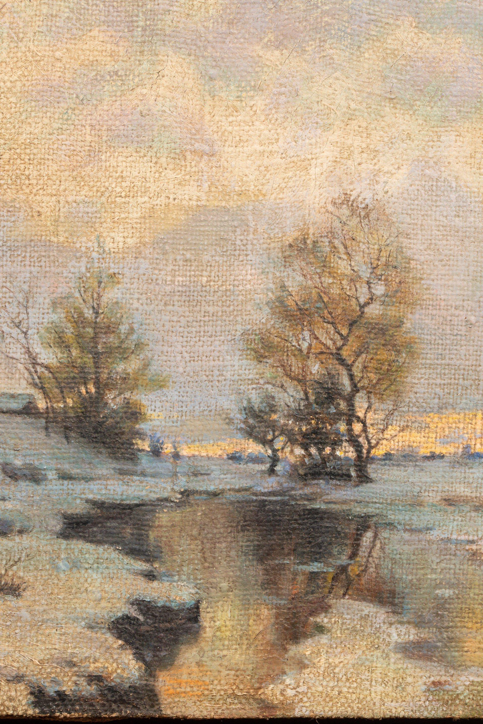 Early spring (Sketch), oil on jute by Endogurov Ivan Ivanovich (1861-1898) For Sale 3