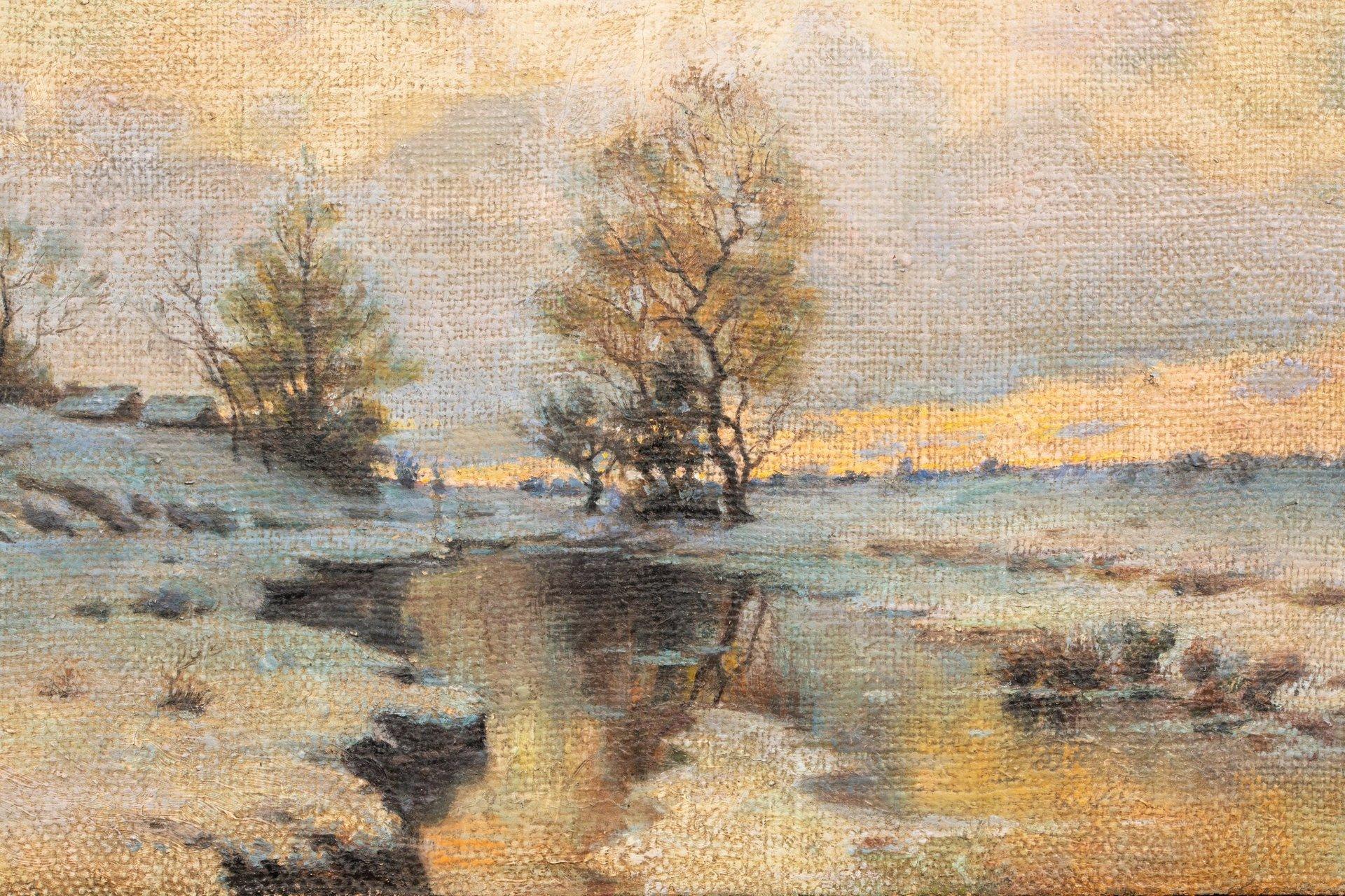 Early spring (Sketch), oil on jute by Endogurov Ivan Ivanovich (1861-1898) For Sale 4