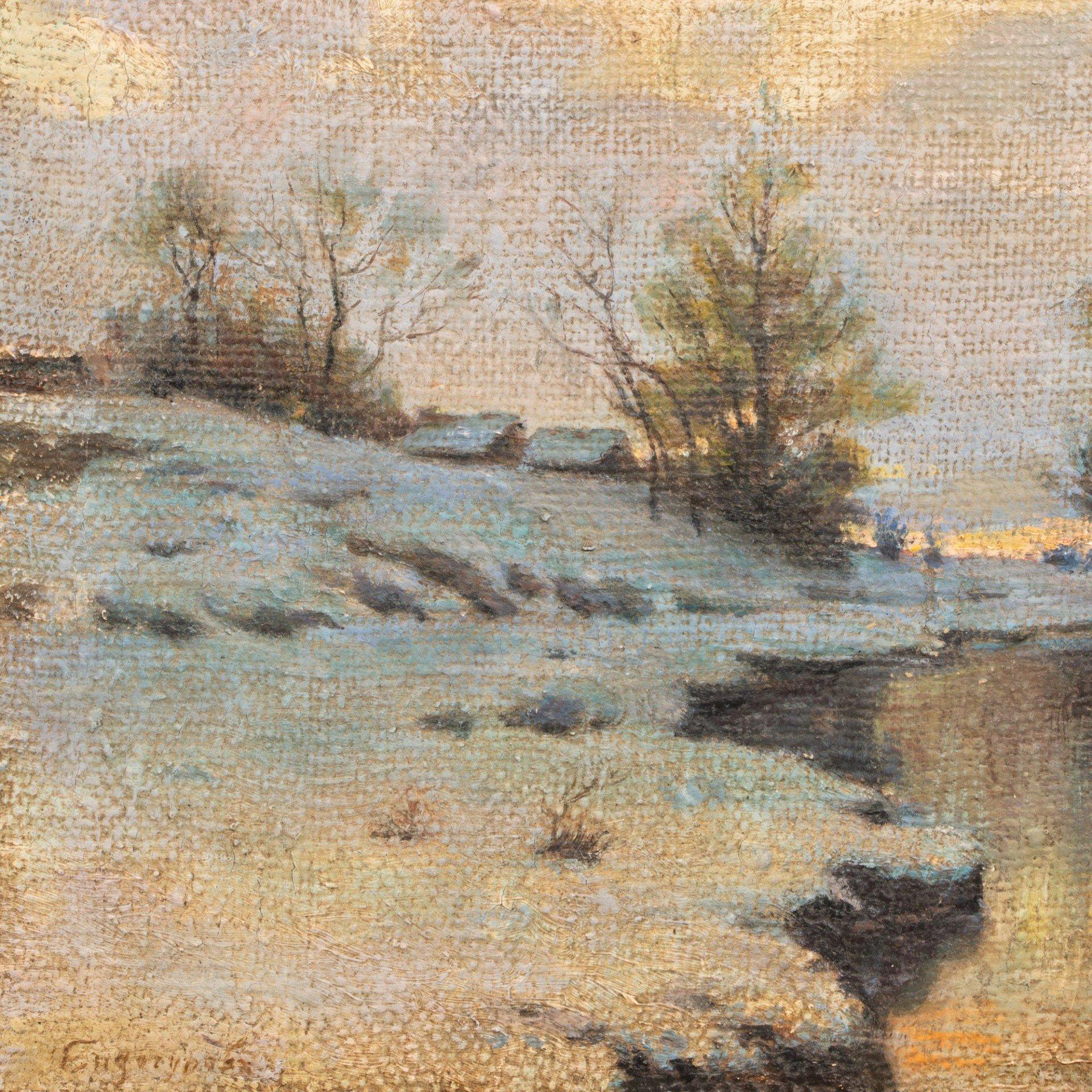 Early spring (Sketch), oil on jute by Endogurov Ivan Ivanovich (1861-1898) For Sale 6