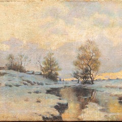 Antique Early spring (Sketch), oil on jute by Endogurov Ivan Ivanovich (1861-1898)