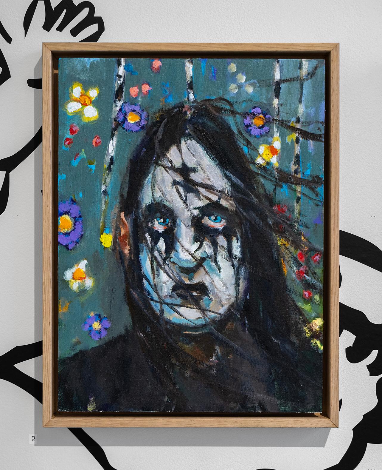 Endre Aalrust Portrait Painting - Metal fan (Blue)