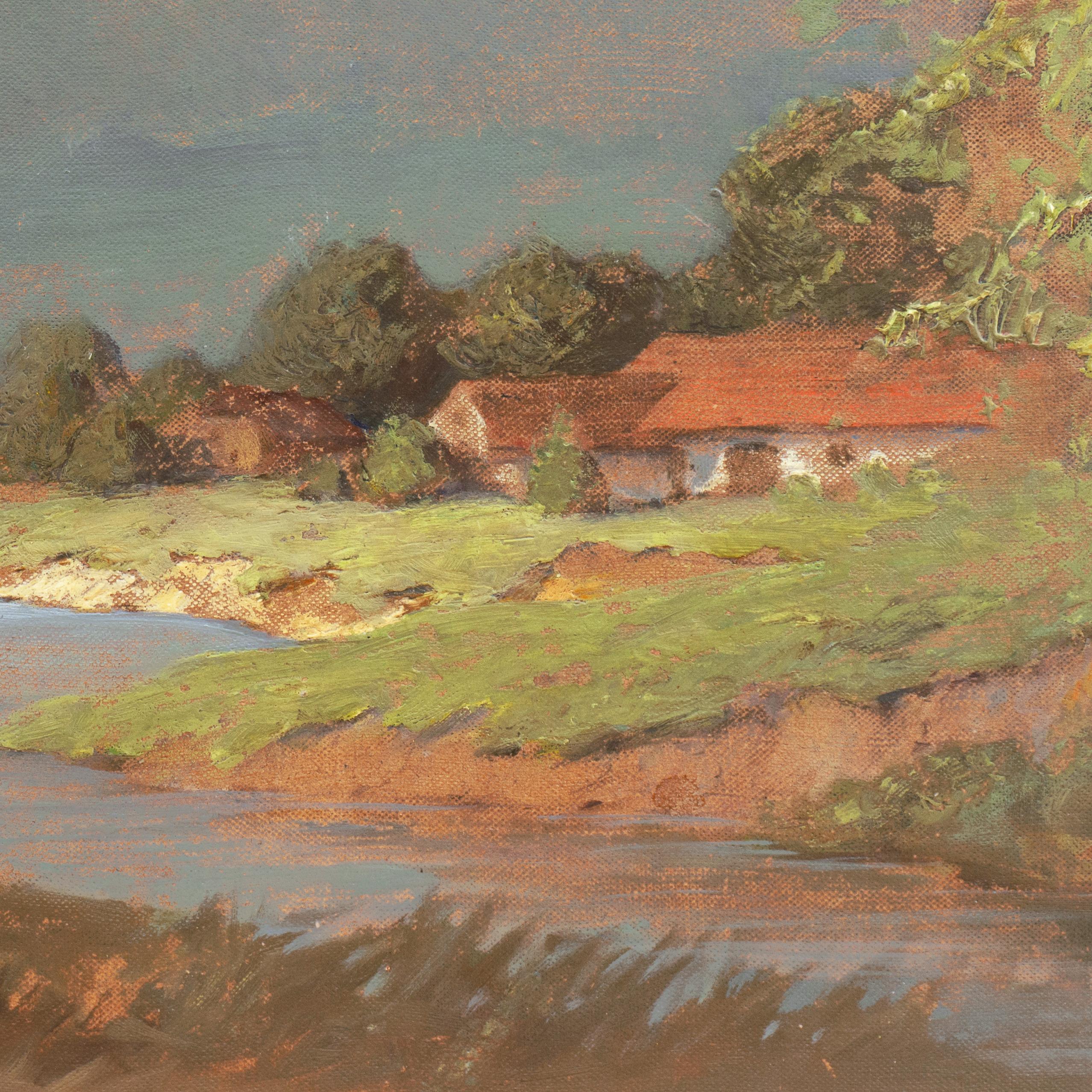 „Ungarische Landschaft mit Bauernhaus“, Münchener Schule, Nationalakademie, Budapest im Angebot 1