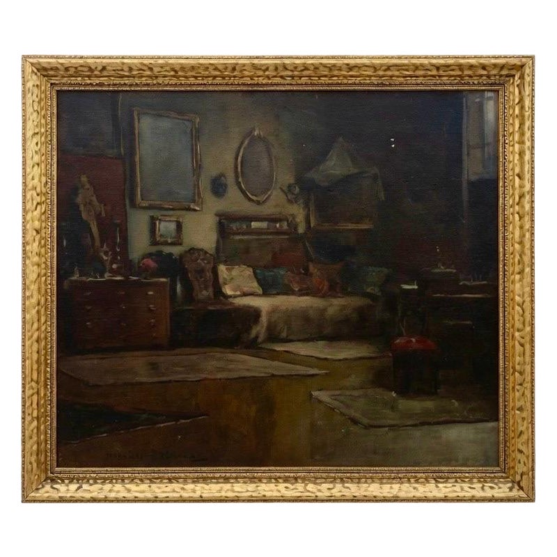 Endre Komaromi-Kacz (1880-1969) Original Oil Painting Apartment Interior
