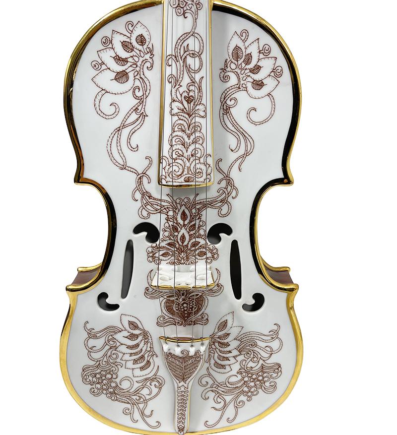 Hungarian Endre László Szász for Hollohaza Porcelain Violin For Sale