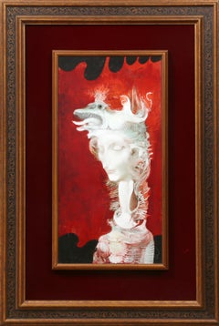 Donna anfibia, pittura a olio surrealista di Endre Szasz
