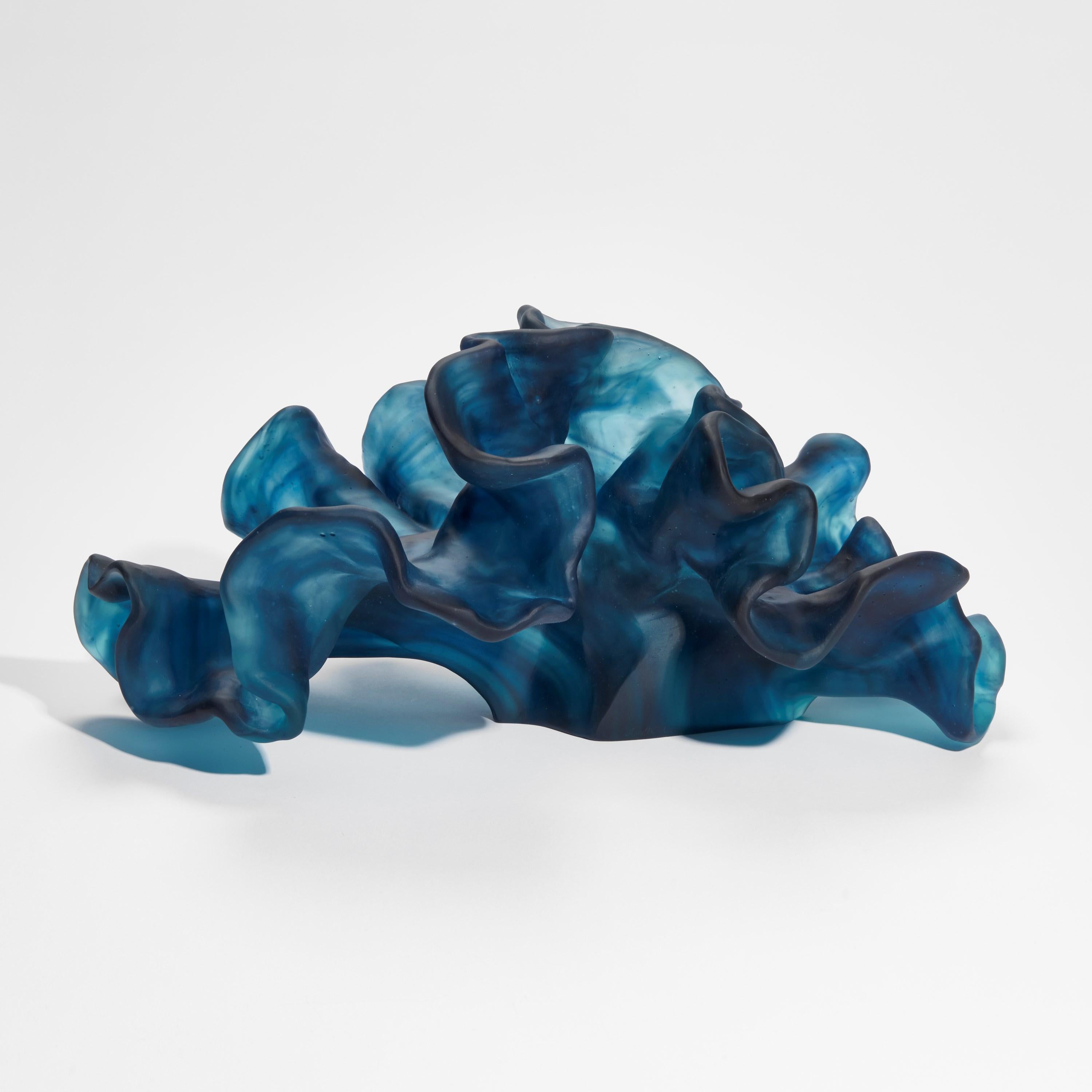 Organic Modern Enduring Essence, a Unique Rich Deep Blue Cast Glass Sculpture by Monette Larsen