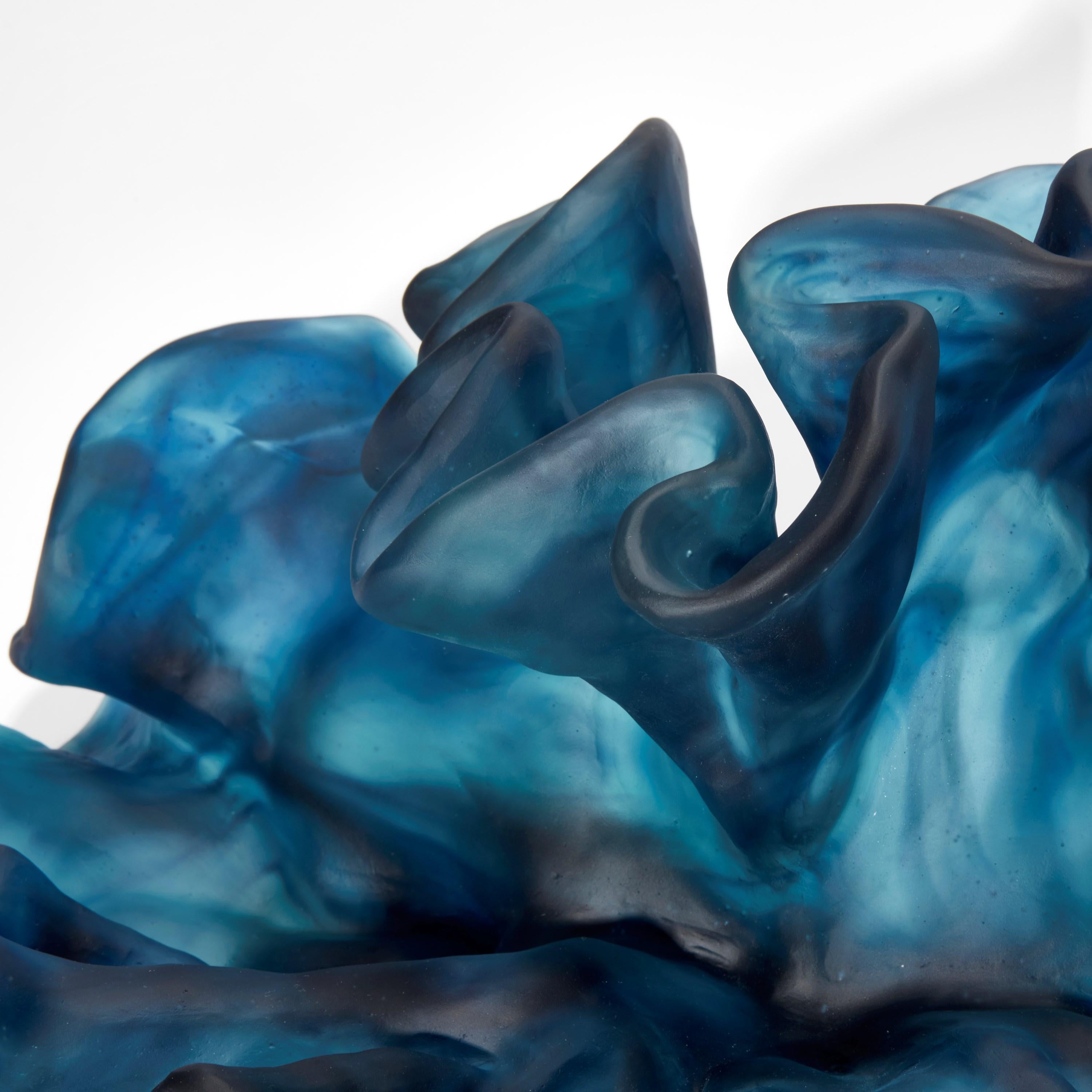 Enduring Essence, a Unique Rich Deep Blue Cast Glass Sculpture by Monette Larsen In New Condition In London, GB