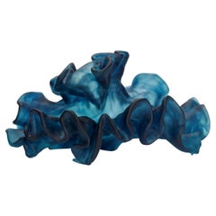 Enduring Essence, a Unique Rich Deep Blue Cast Glass Sculpture by Monette Larsen