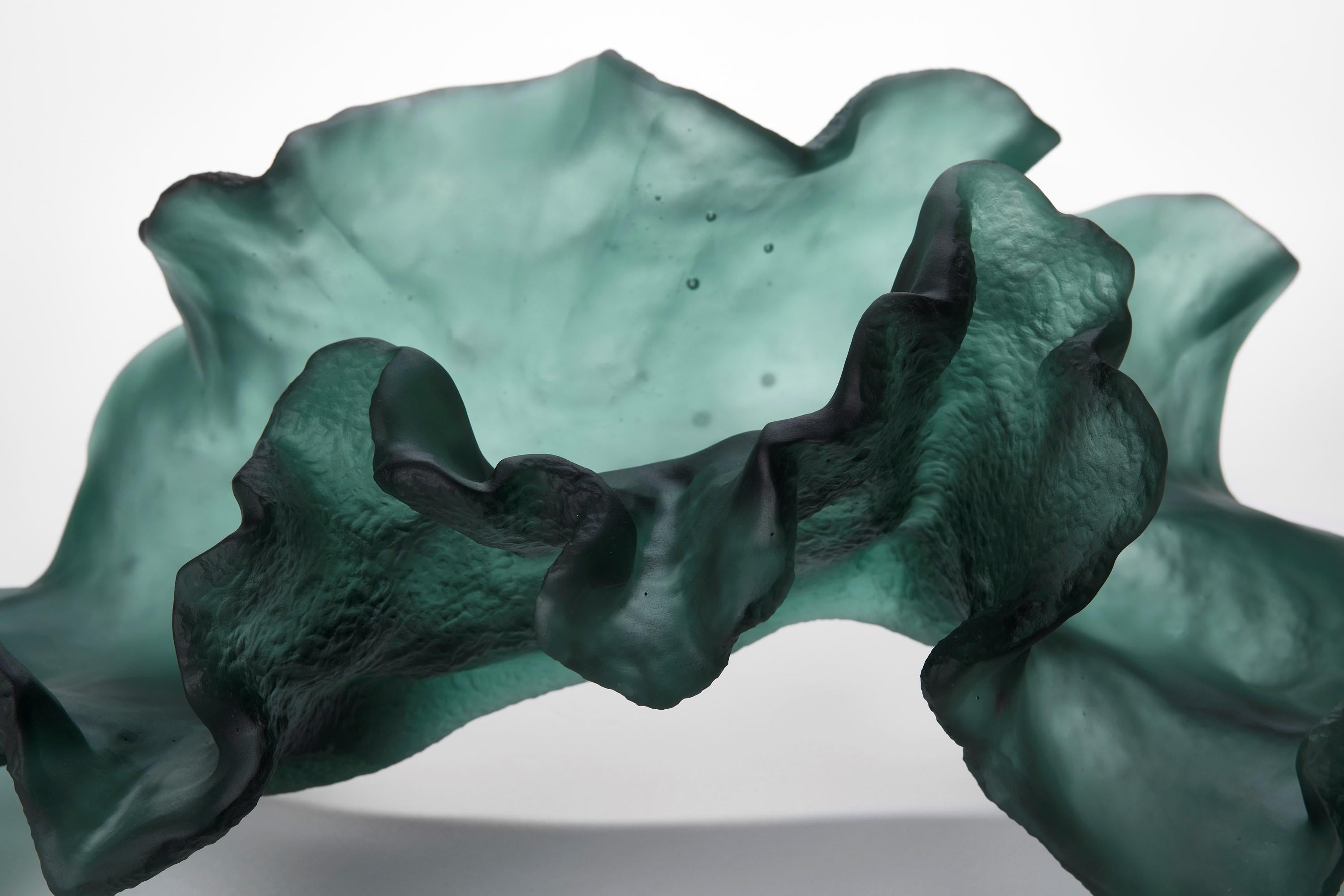 Enduring Presence, soft moss green cast glass sculpture by Monette Larsen In New Condition For Sale In London, GB