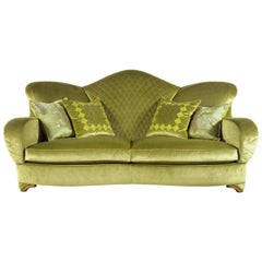 ENEA Italian Sofa Three-Seat Sofa, Velvet with Embroidered Backrest by Zanaboni
