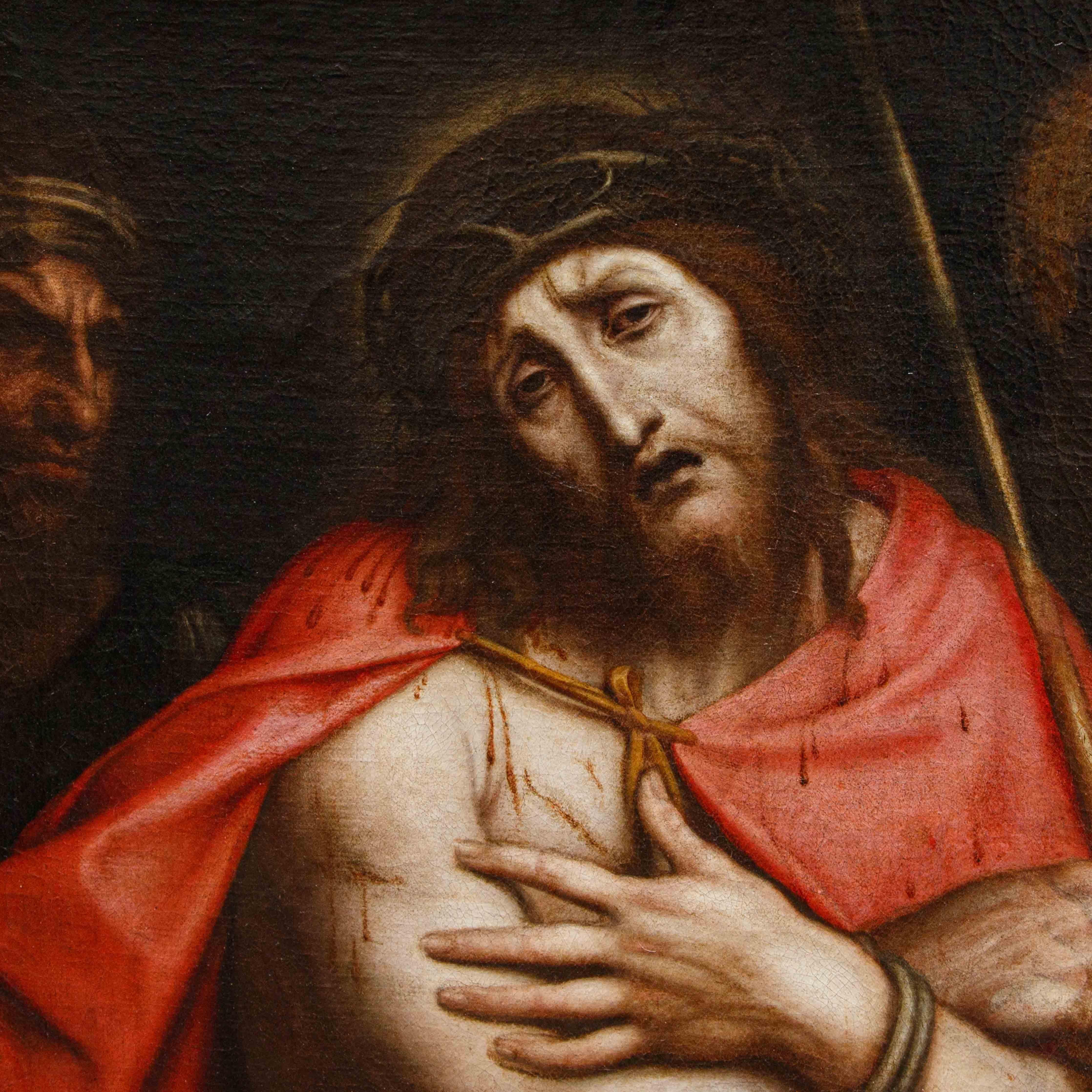 Aeneas Salmeggia, Ecce Homo - Brown Figurative Painting by Enea Salmeggia called 'Salmezza' (Salmezza, Nembro around 1570 - Bergamo 1626)