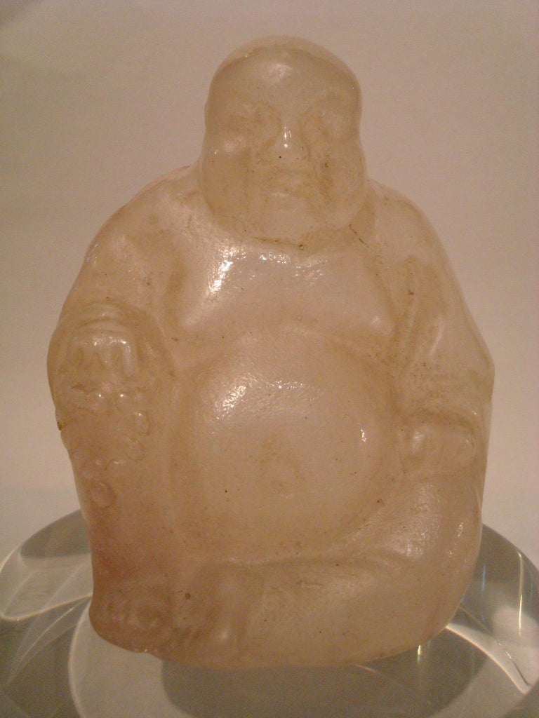 Energetic Glass Buddha by Almeric Walter, Pate de Verre, France, 1900s For Sale 8