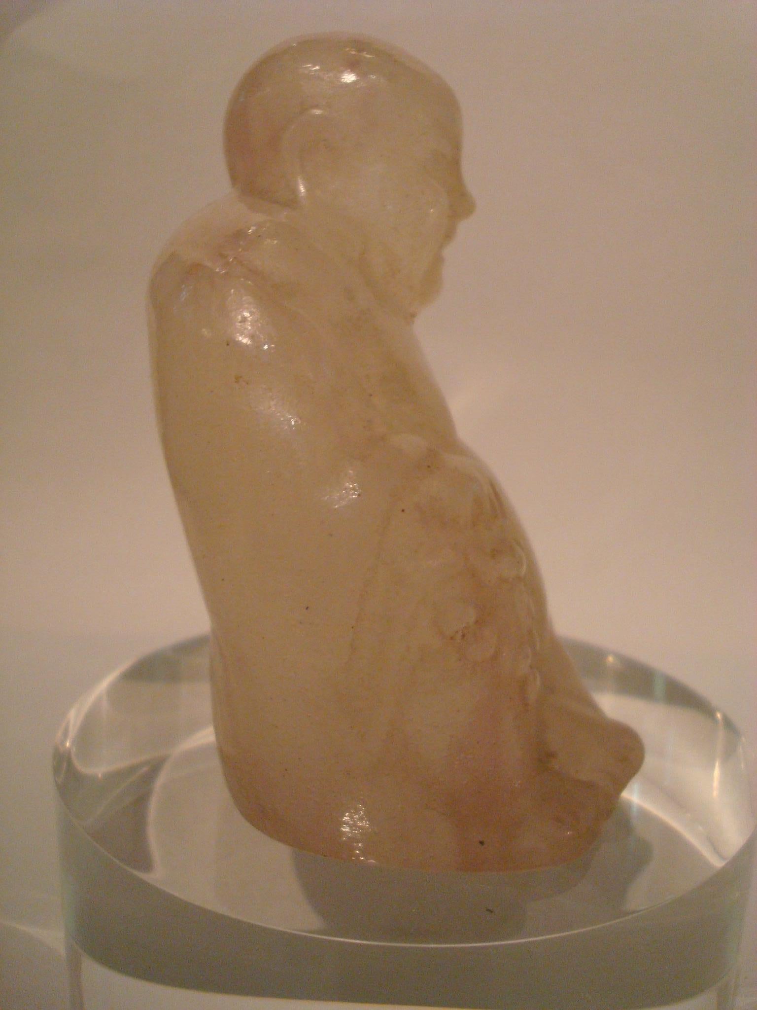 Art Nouveau Energetic Glass Buddha by Almeric Walter, Pate de Verre, France, 1900s For Sale