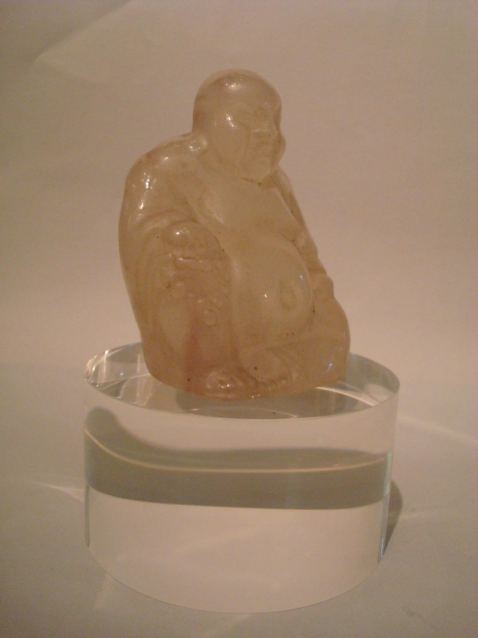 20th Century Energetic Glass Buddha by Almeric Walter, Pate de Verre, France, 1900s For Sale