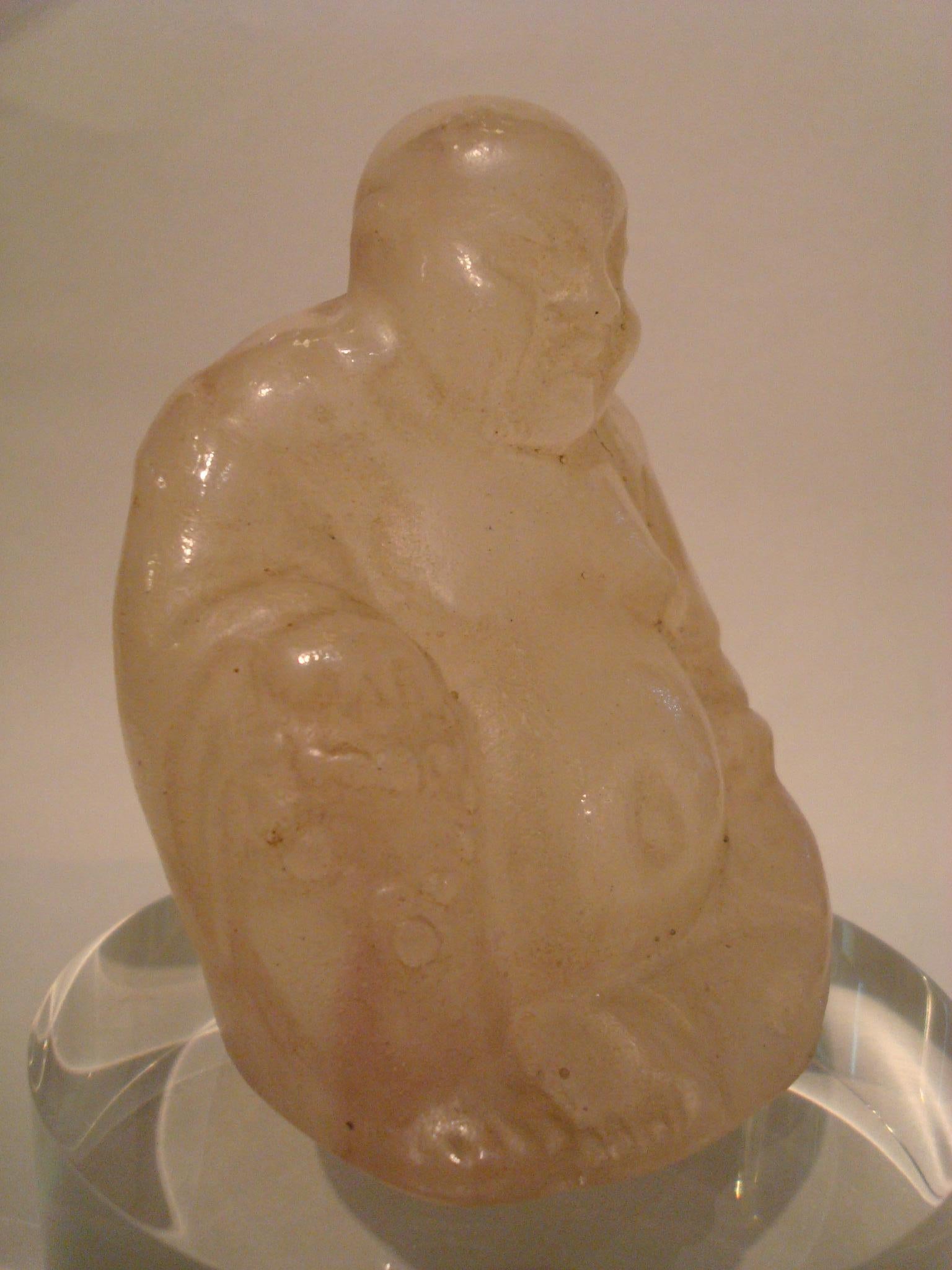 Energetischer Buddha aus Glas von Almeric Walter, Pate de Verre, Frankreich, 1900er Jahre (Glaskunst) im Angebot