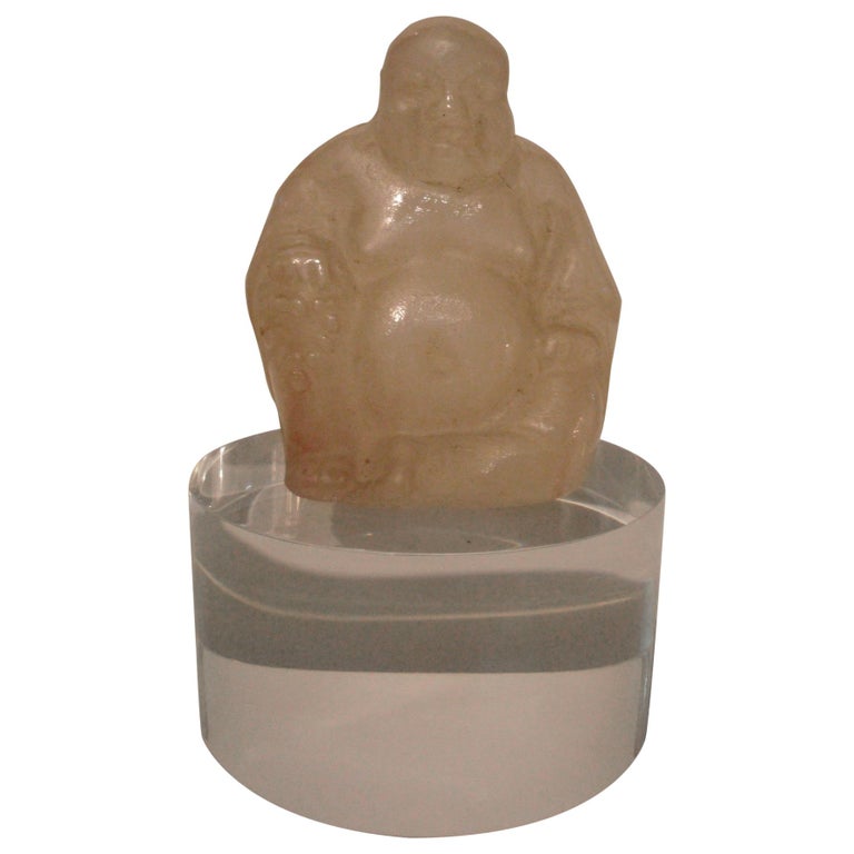 Energetic Glass Buddha by Almeric Walter, Pate de Verre, France, 1900s For Sale