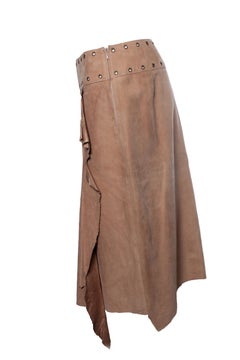 Enes, asymmetric suede skirt