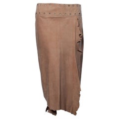 Enes, asymmetric suede skirt