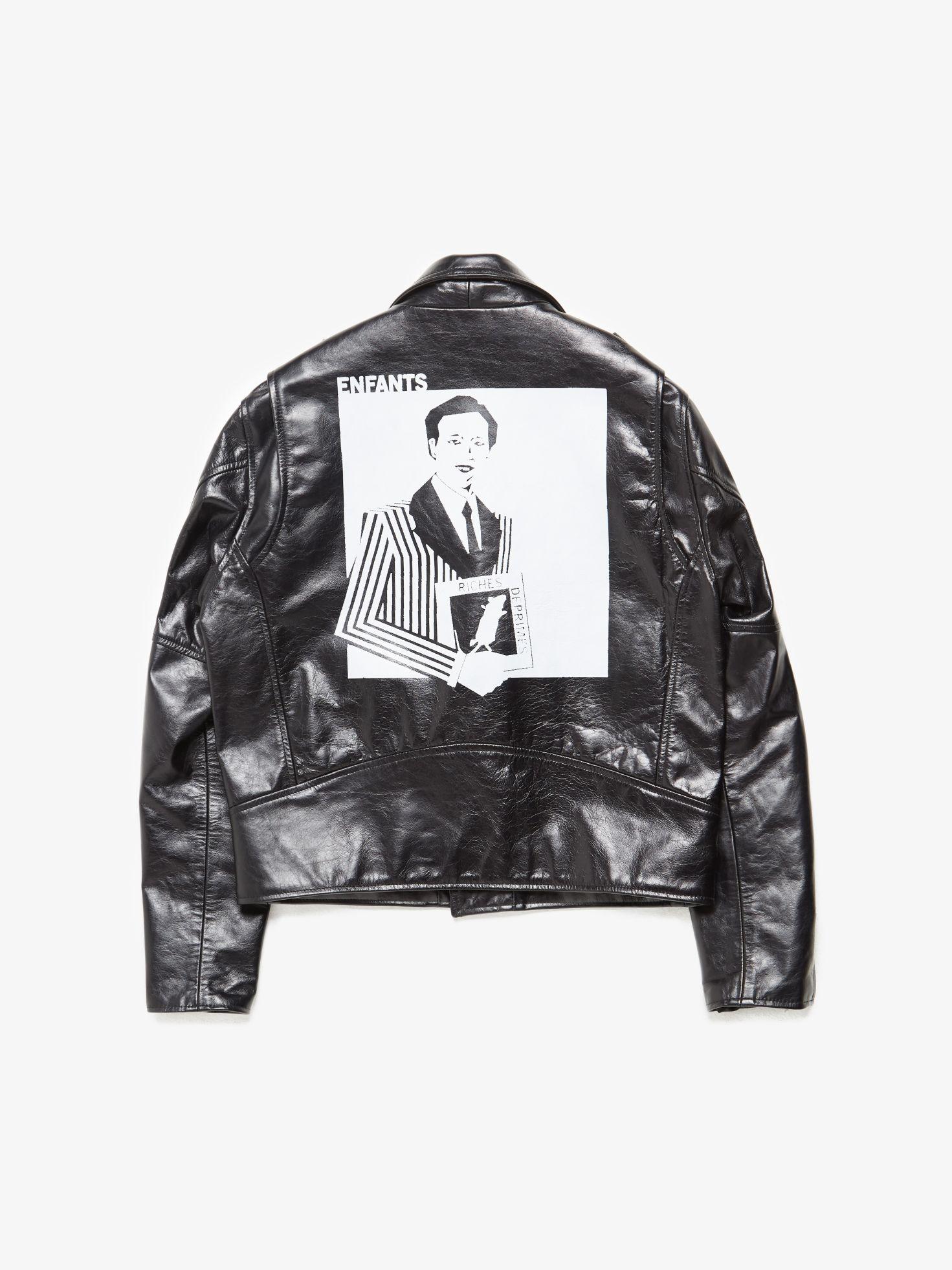 Enfants Riches Deprimes  Black Back Man Printed Zipper Detailed Leather Jacket
Size marked: L
Condition: Gently used
Material: 100% Cotton
Measurements: Shoulder to shoulder (cm) 48.5/ pit to pit (cm) 57/ Length (cm) 59/ sleeve (cm) 61/ waist (cm)