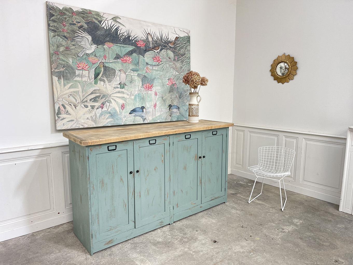 Enfilade bleutée en sapin années 1950 en venta 2