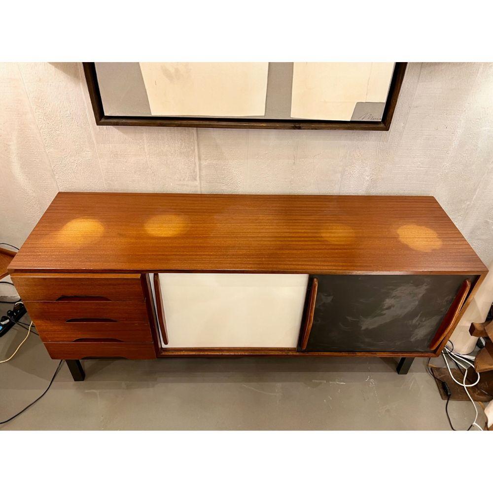 1960s wooden sideboard by French designer Charlotte Perriand measuring 70.5 x 158 x 45 cm.
