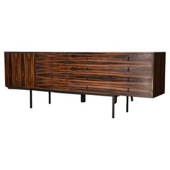 Enfilade design en ébène du Gabon 1 porte 12 tiroirs 1960's