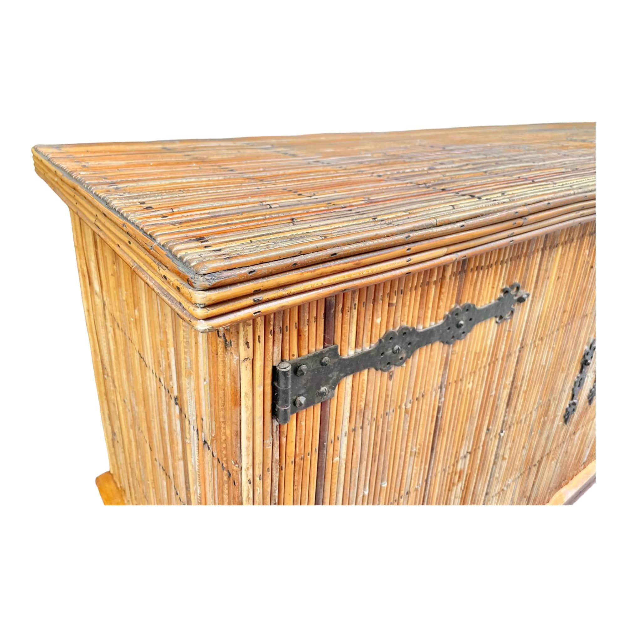 French 20th Century by Audoux Minnet Bamboo Sideboard  In Good Condition For Sale In CANTELEU, FR