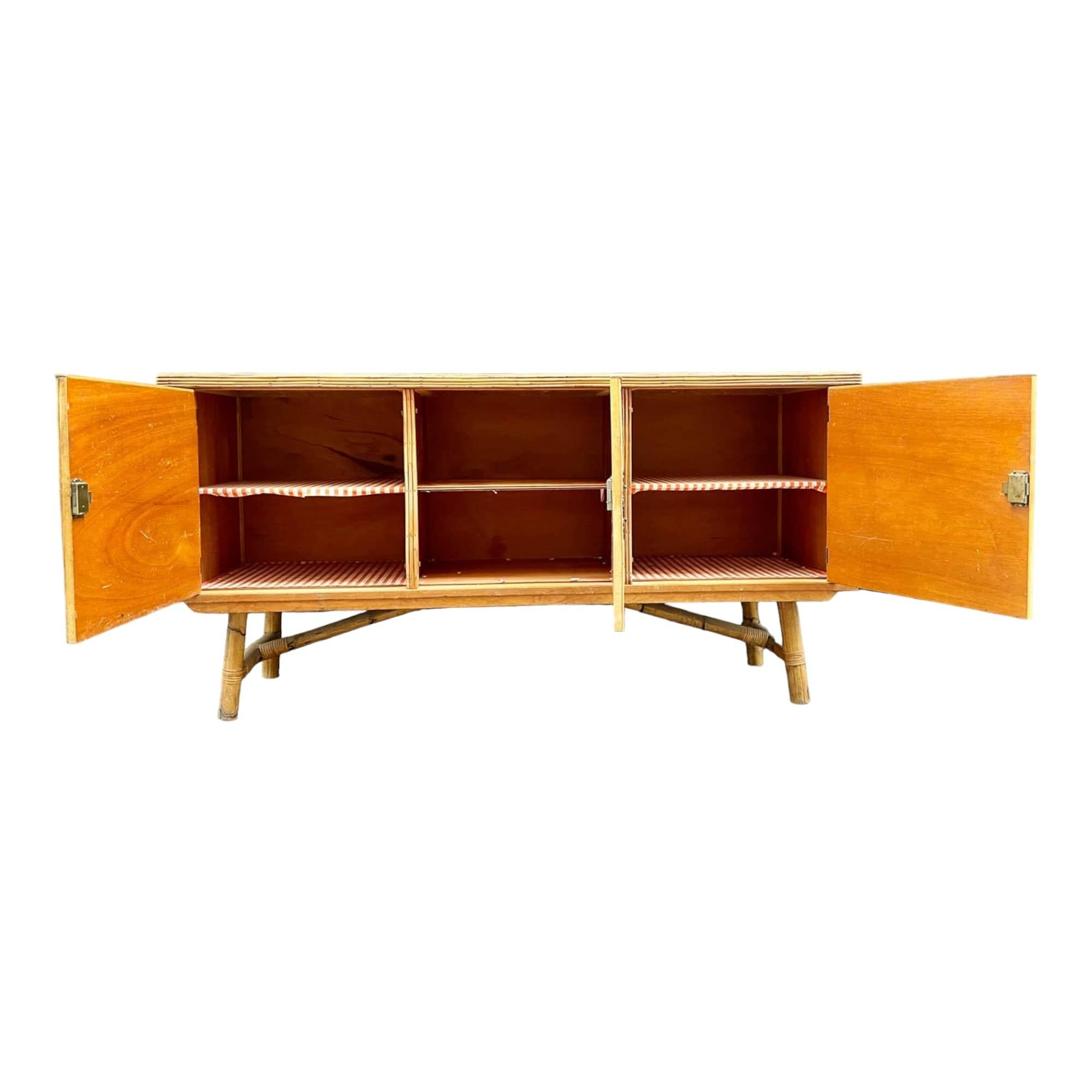 French 20th Century by Audoux Minnet Bamboo Sideboard  For Sale 1