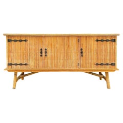 French 20th Century by Audoux Minnet Bamboo Sideboard 