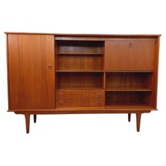Enfilade haute style scandinave vintage en teck des années 60