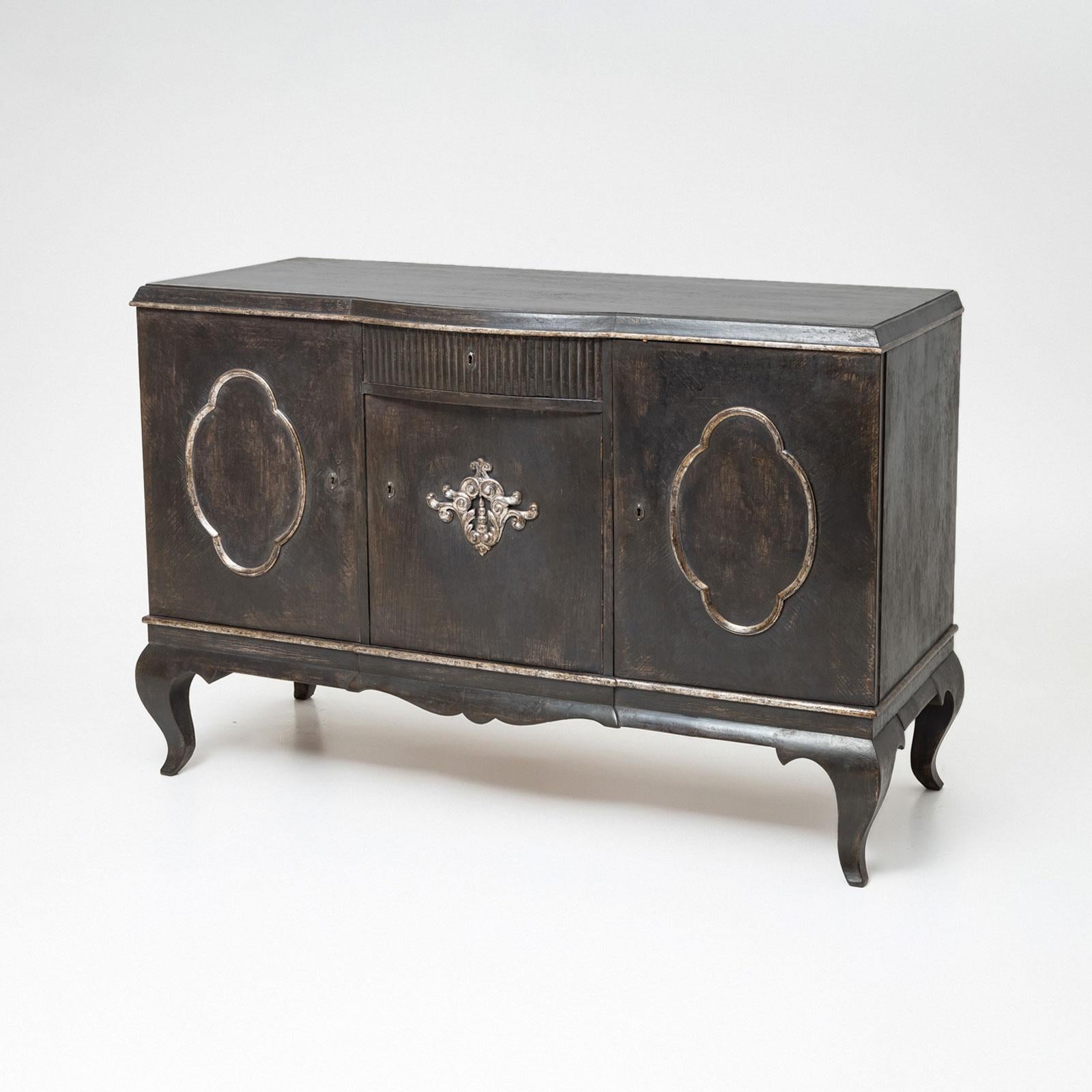Hand-Painted Enfilade Sideboard, German, circa 1930 For Sale