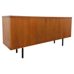 Enfilade style scandinave vintage en teck et métal noir des années 60 70