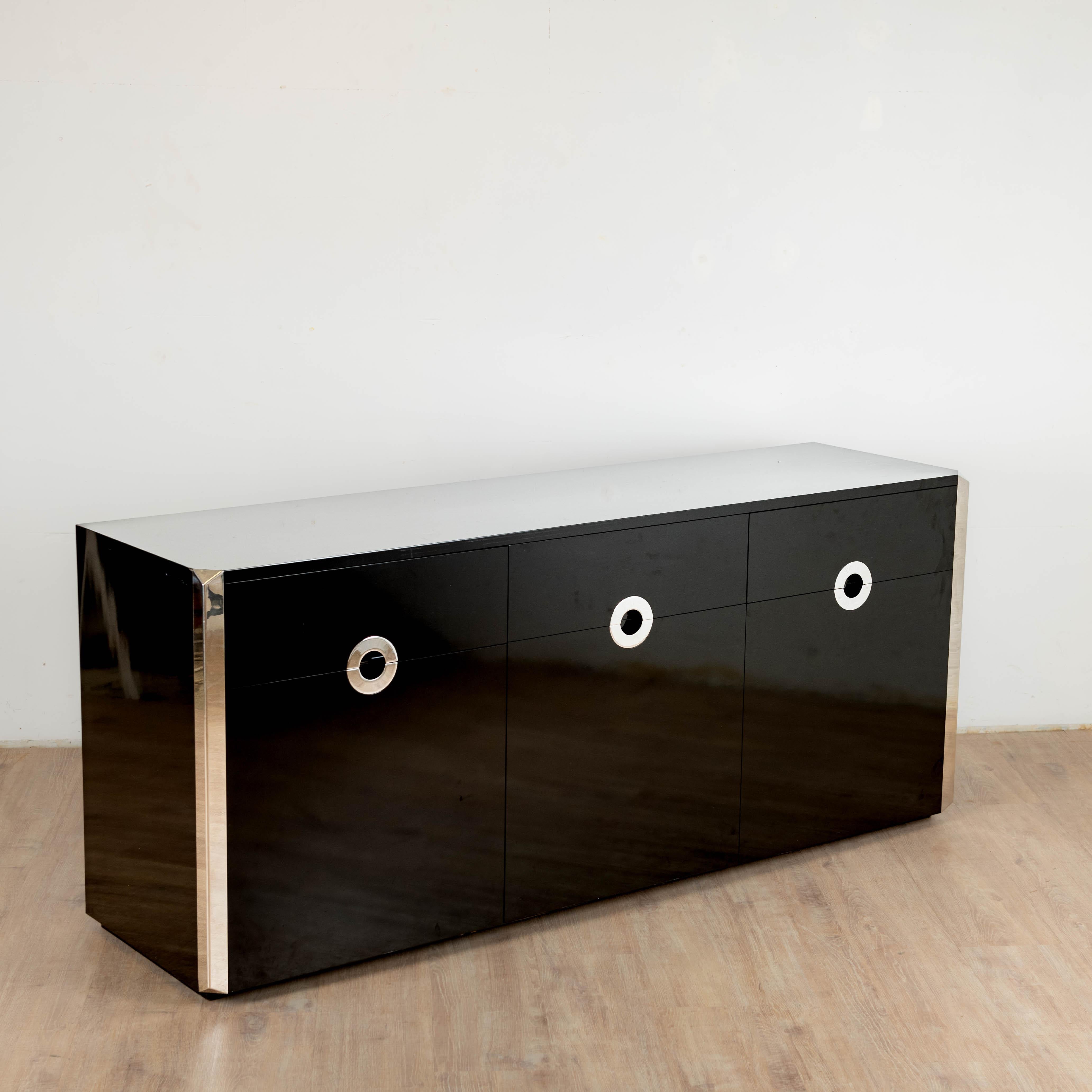 Metal Enfilade Willy Rizzo pour Mario Sabot, Italie, 1970 For Sale