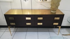 Enfilade with Four Drawers in Wood and Brass