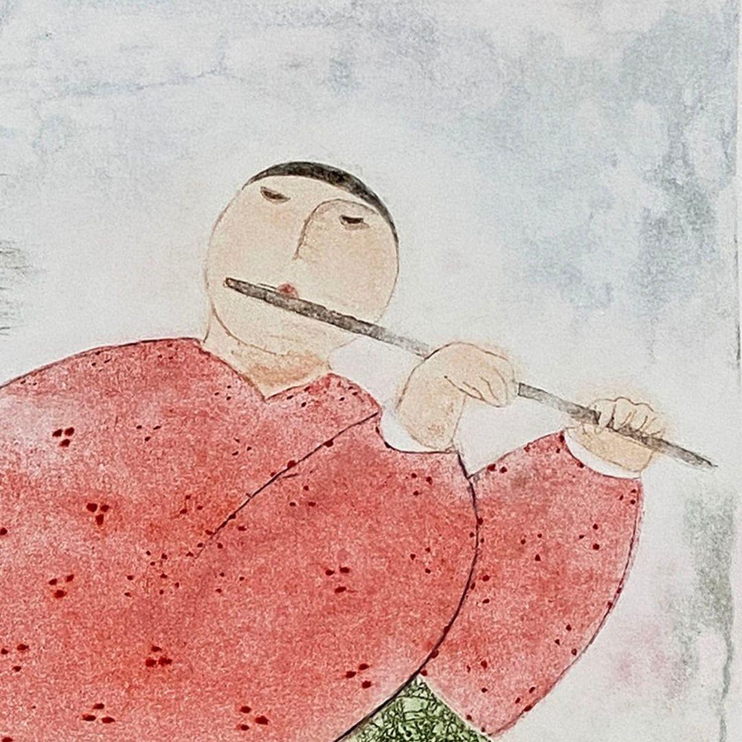 Melodía de Primavera, Malasia Asiática Contemporánea, Edición Limitada, Aguafuerte Punta Seca - Painting Contemporáneo de Eng Tay