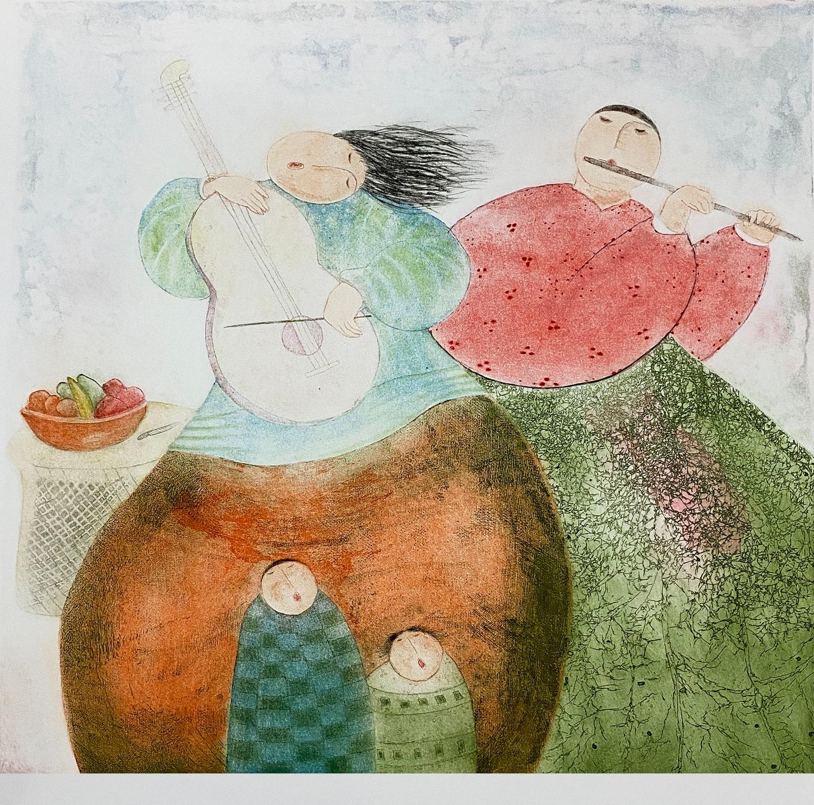 Eng Tay Portrait Painting - Spring Melody, Malaysian Asian Contemporary, Limited Edition, Drypoint Etching