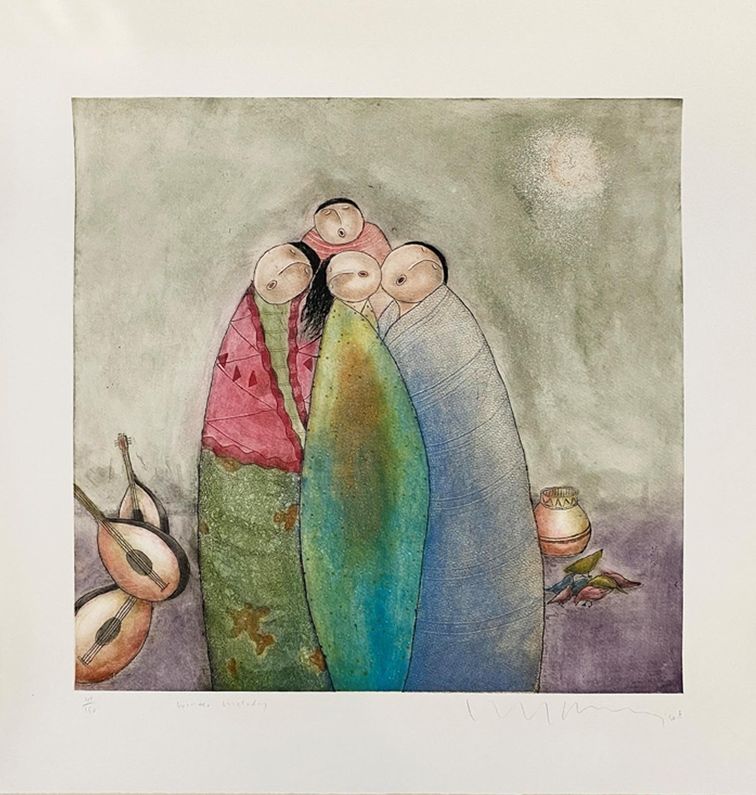 Melodía de Invierno, Malasia Asiática Contemporánea, Edición Limitada, Aguafuerte Punta Seca - Painting de Eng Tay