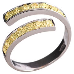 Engagement 18 Karat White Gold 0.50 Karat Yellow Diamonds Spiral Cocktail Ring