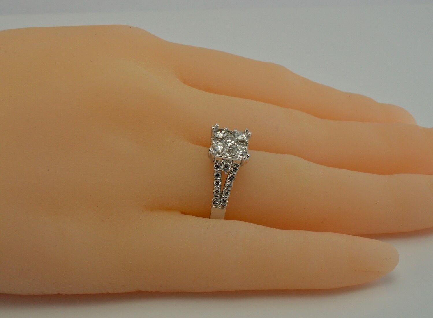Engagement Diamond Ring 14K White Gold Vintage Estate .72 TDW For Sale 5