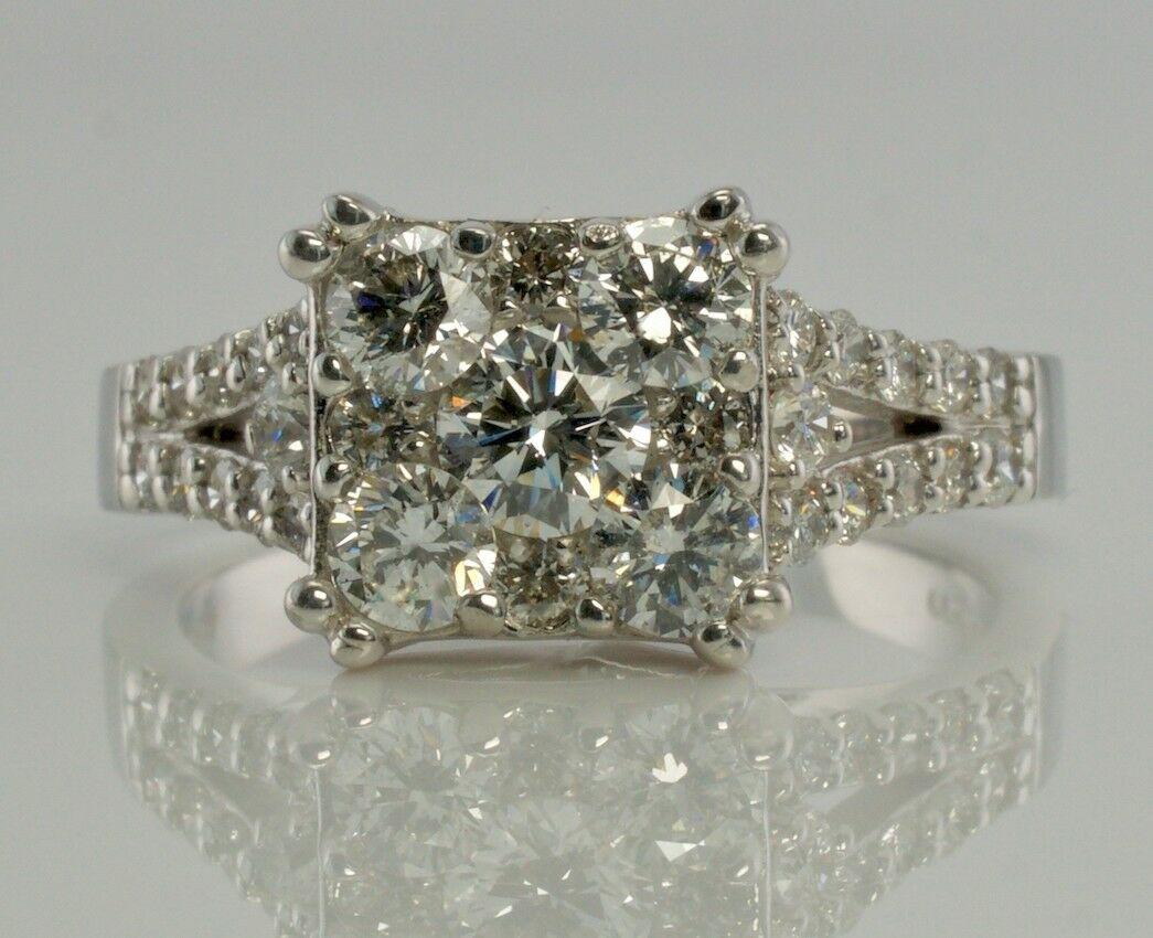 Round Cut Engagement Diamond Ring 14K White Gold Vintage Estate .72 TDW For Sale