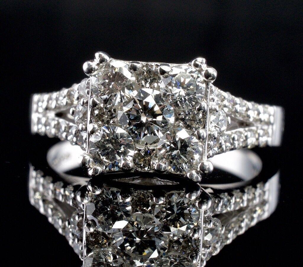 Engagement Diamond Ring 14K White Gold Vintage Estate .72 TDW In Good Condition For Sale In East Brunswick, NJ