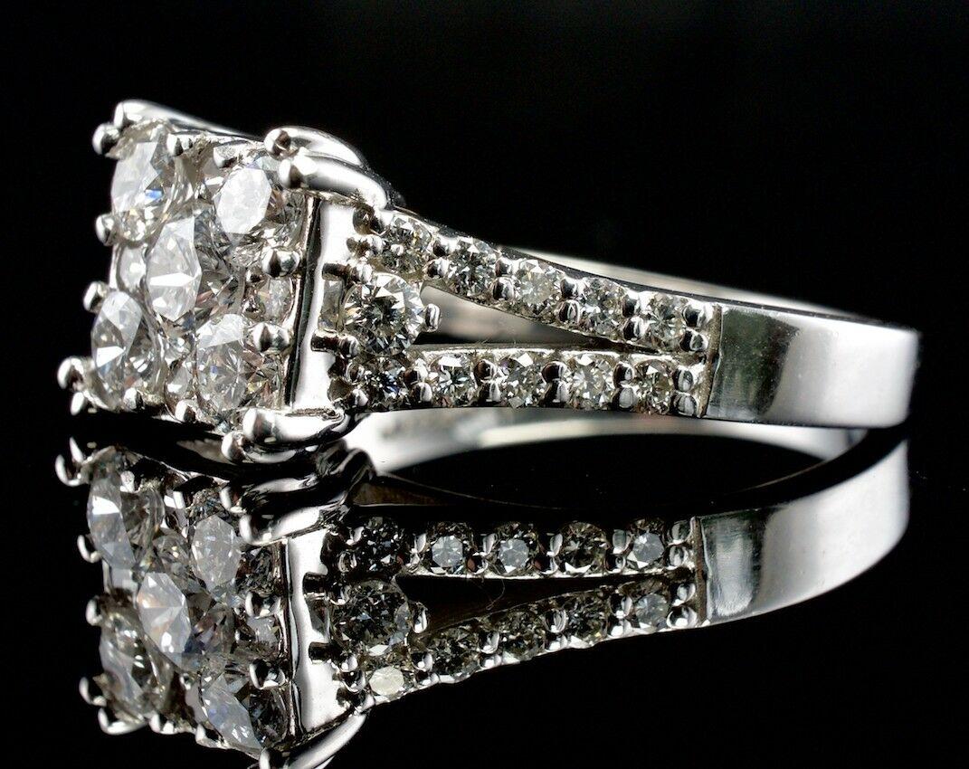Women's Engagement Diamond Ring 14K White Gold Vintage Estate .72 TDW For Sale