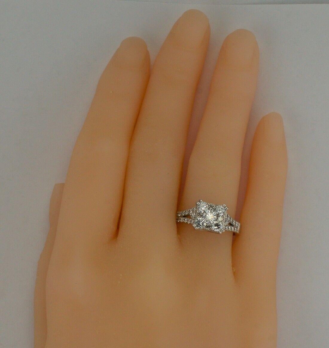 Engagement Diamond Ring 14K White Gold Vintage Estate .72 TDW For Sale 1