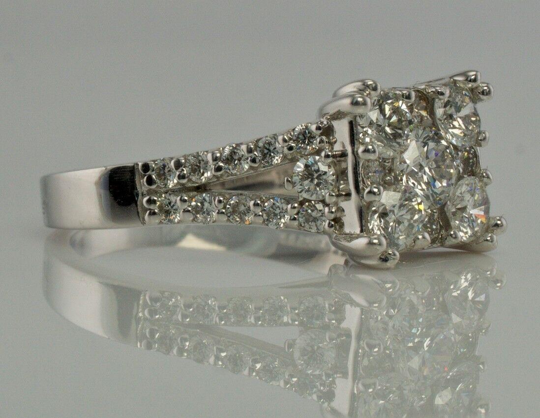 Engagement Diamond Ring 14K White Gold Vintage Estate .72 TDW For Sale 2
