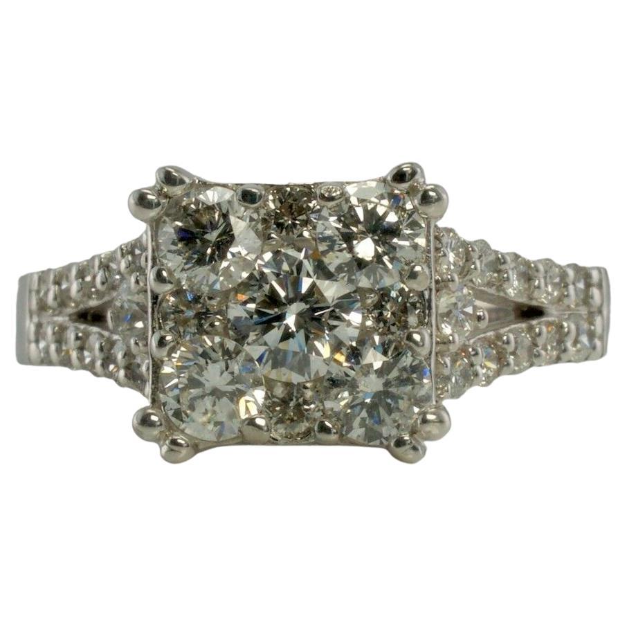 Engagement Diamond Ring 14K White Gold Vintage Estate .72 TDW For Sale