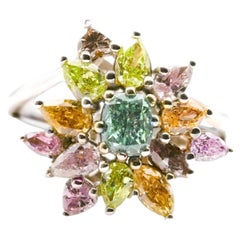Bague de fiançailles en diamant de 2,30 ct, couleur naturelle « Fancy » : bleu, vert, orange, rose, jaune – certifiée GIA