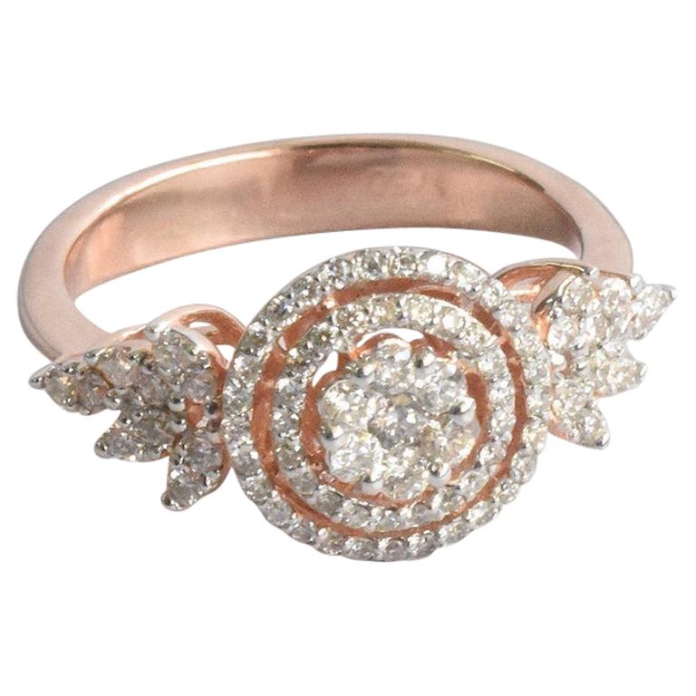 Engagement Diamond Ring in 18 Karat Rose Gold Natural Round Diamond Ring