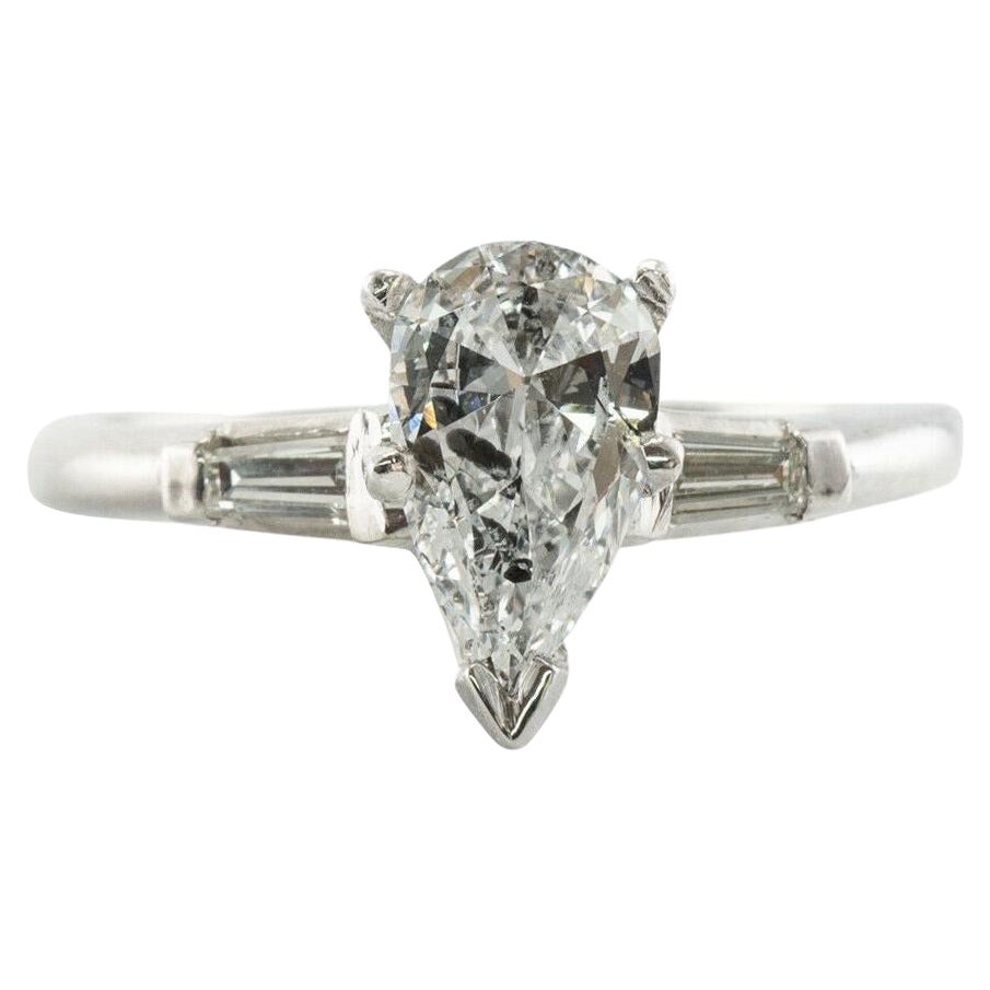 Anillo de diamantes Platino talla pera 1.24 TDW Compromiso