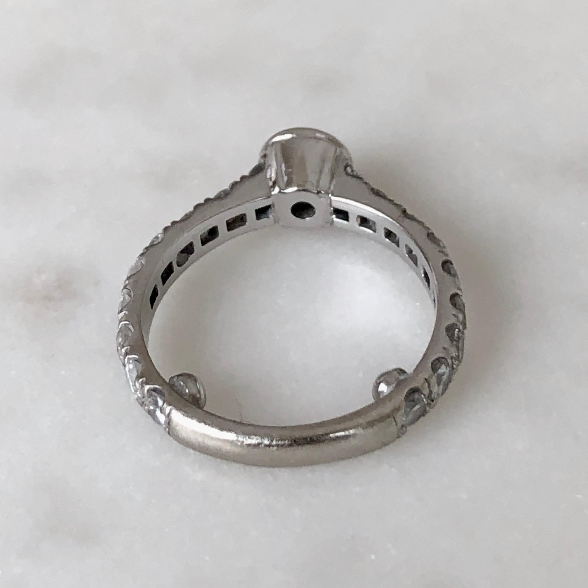 Round Cut Engagement Diamond Ring with Diamond Accents 14 Karat White Gold