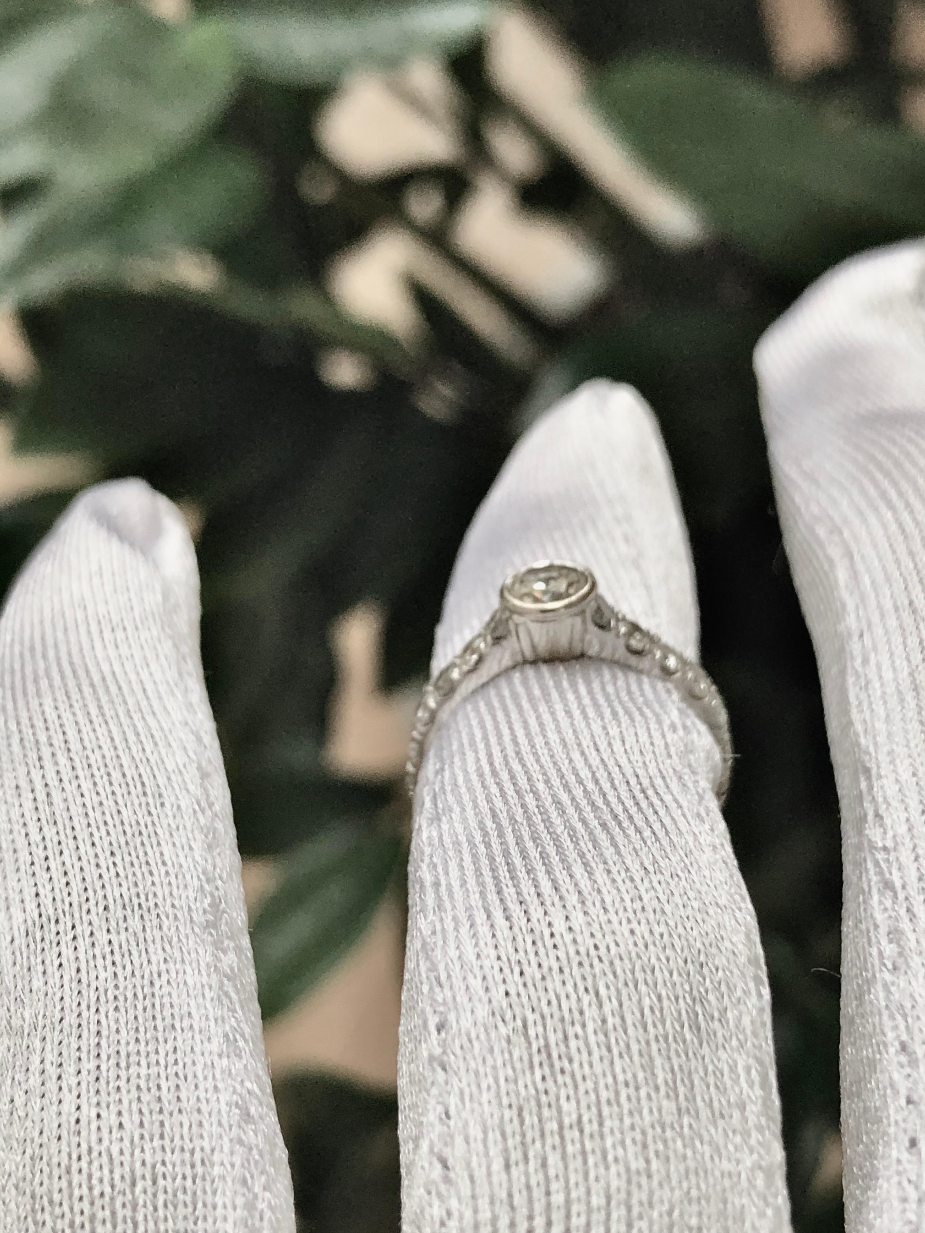 Women's Engagement Diamond Ring with Diamond Accents 14 Karat White Gold